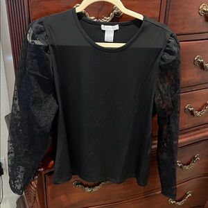 Black Sheer Sleeve Blouse